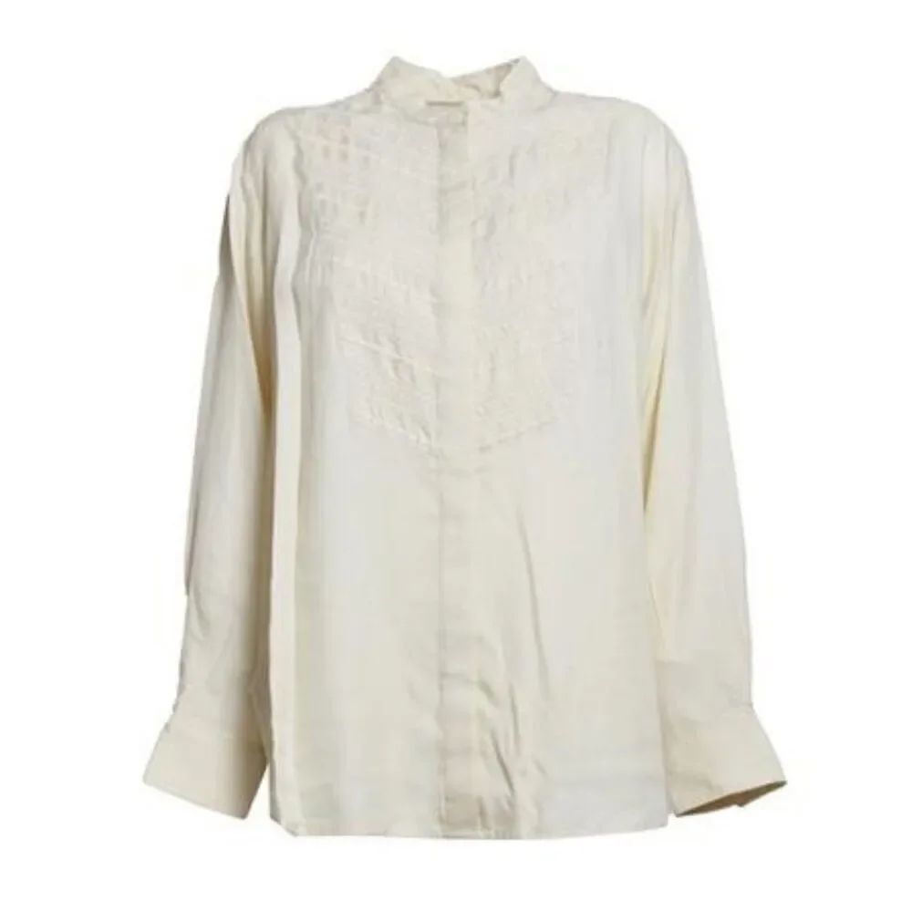 Isabel Marant Étoile Britten Blouse In Ecru Cotton With Embroidery NWT Size 38/